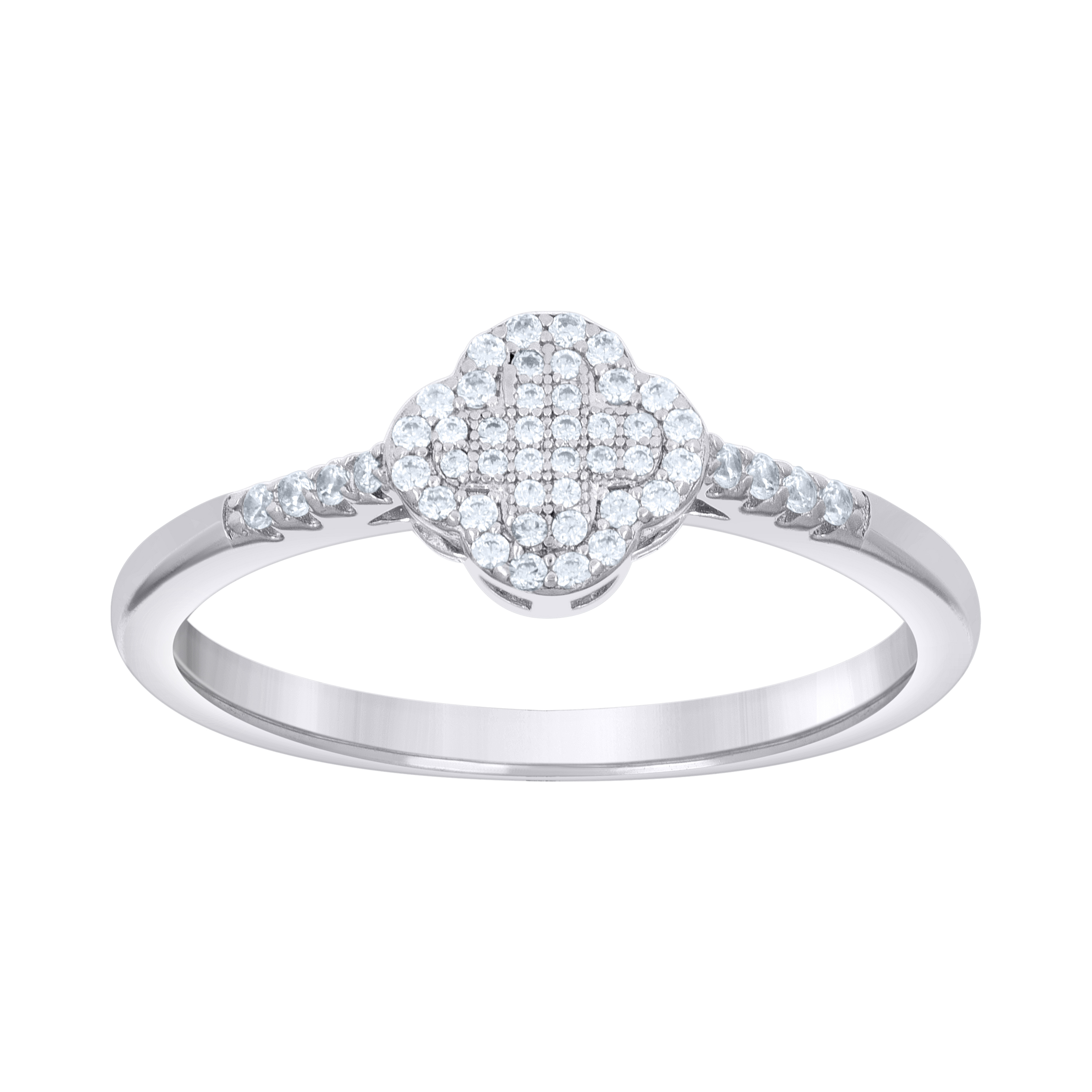 925 Sterling Silver Womens Cubic-Zirconia Clover Good Luck Ring Size 9